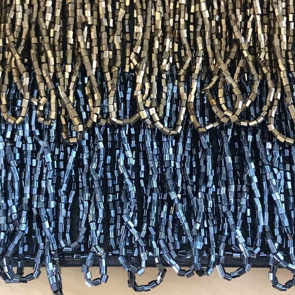 Lulu Satin Metallic Beaded Fringe Crossbody Bag - NEW - Picture 7 of 9